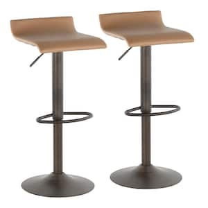 Ale Industrial Adjustable Antique and Camel Faux Leather Bar Stool (Set of 2)