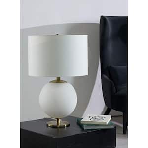 PASCAL 23 in. x 15 in. x 15 in. White Glass globe shaped indoor table lamp