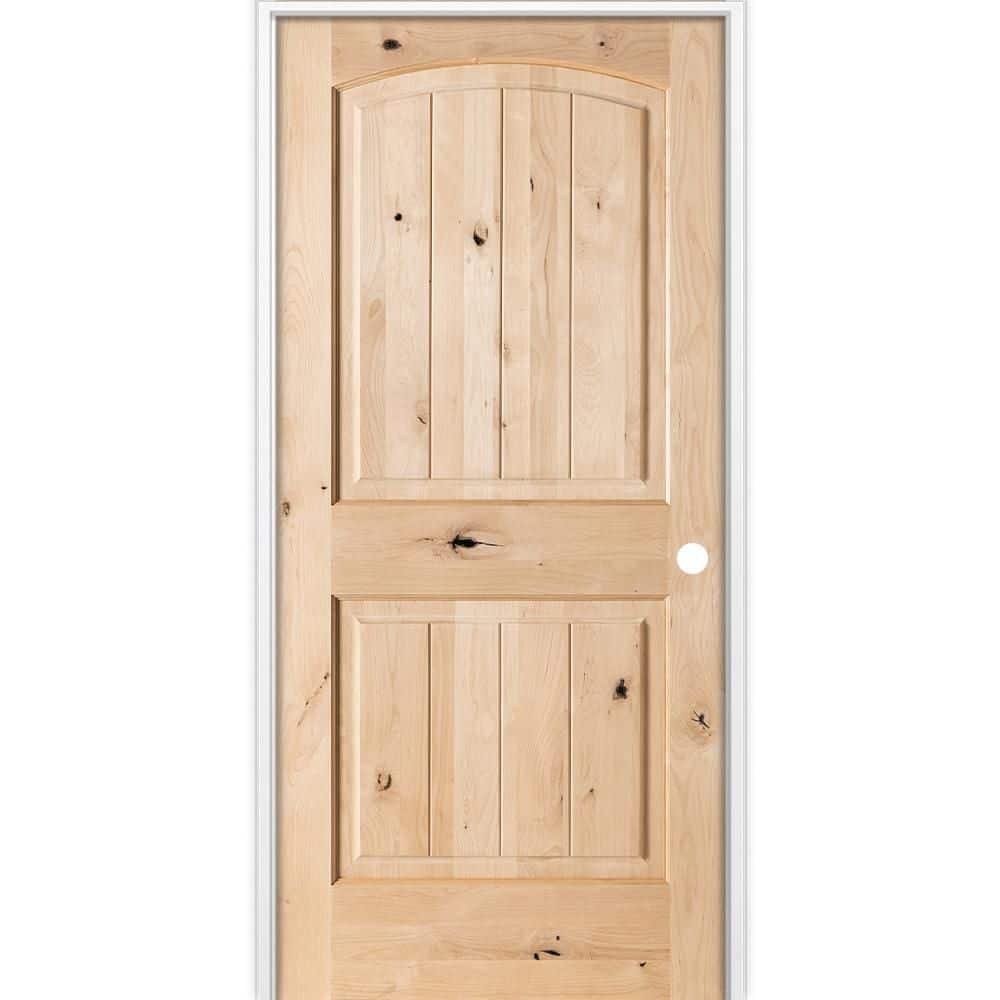 18 in. x 80 in. Rustic 2-Panel Arch Top VG Left-Hand Unfinished Knotty Alder Wood Single Prehung Interior Door price history on PriceWatchPro