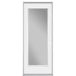 32 in. x 80 in. Premium Full Lite Left Hand Inswing Primed Steel Prehung Front Exterior Door with No Brickmold