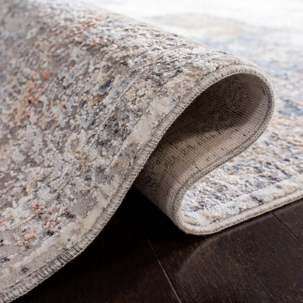 Elysian Gray & Blue Hand-Knotted Wool Blend 5' x 8' Area Rug