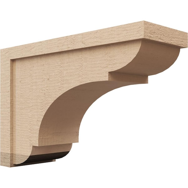Ekena Millwork 8-in. x 24-in. x 16-in. Series 3 Classic Bryant Rough Cedar Woodgrain Timberthane Polyurethane Corbel, Primed Tan