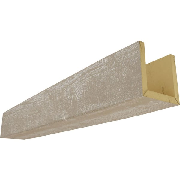 Ekena Millwork 6 in. x 12 in. x 16 ft. 3-Sided (U-Beam) Rough Sawn White Washed Faux Wood Ceiling Beam