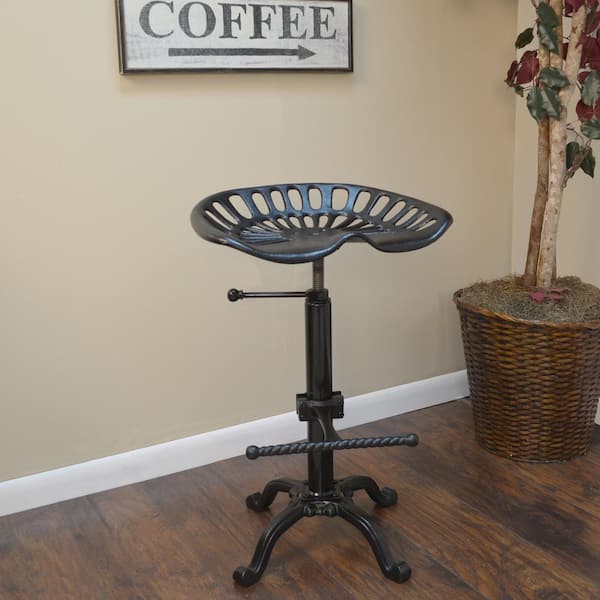 Tractor Seat Stool 24 in. Black Backless Metal Adjustable Stool (1 Stool)