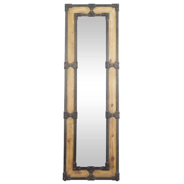 Litton Lane 21 in. x 68 in. Brown Wood Weathered Floor Mirror