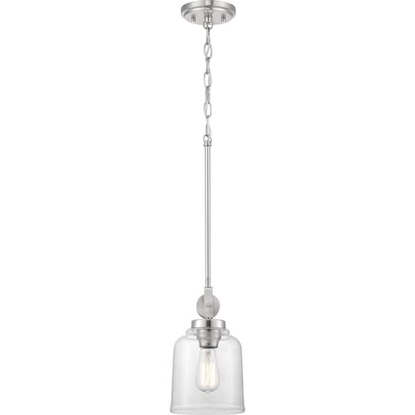 Home Decorators Collection 1-Light Brushed Nickel Mini Pendant with Clear Glass 