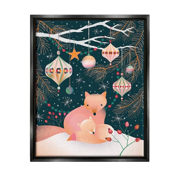 Stupell Industries Foxes Beneath Tree by Verbrugge Watercolor 1 Piece Floater Frame Graphic Print Animal Poster Art Print 21 in. x 17 in.