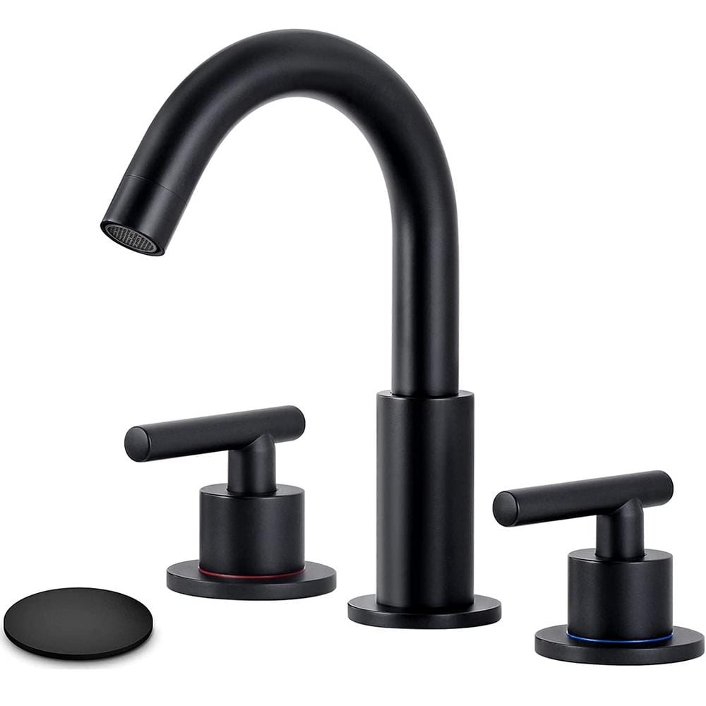 AKLFGN 8 in. Widespread 2-Handle High Arc Bathroom Faucet with Drain ...