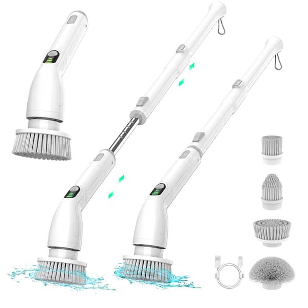 Jorking Cordless Power Scrubber, IPX7 Waterpoof Electric Spin Scrubber Cleaning Brush with 4 Brush Heads and Adjustable Handle