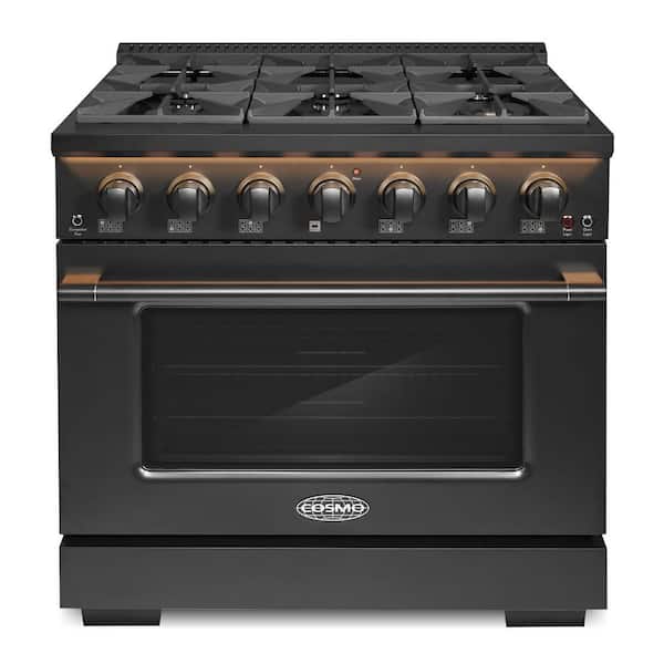 36 in. Vista Collection 5.4 cu. ft. Gas Range, 6 Burners, Convection Oven, LED Light Panel in Matte Black