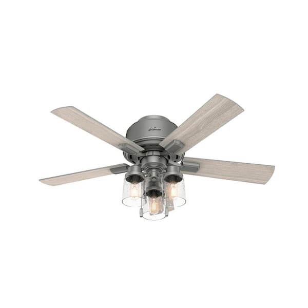 Hunter Hartland 44 in. LED Indoor Matte Silver Ceiling Fan with Light Kit