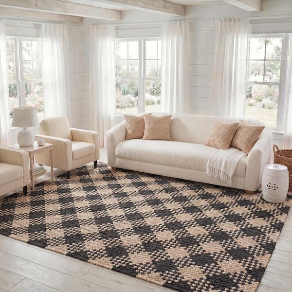 Natural Fiber Couture 8 ft. x 10 ft. Black/Beige Check Area Rug