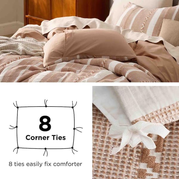3-Piece Terracotta Textured Cotton Queen Duvet Cover Set TG-DC-TQ