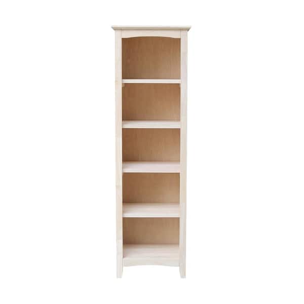 International Concepts Brooklyn 60 in. Unfinished Wood 5 Shelf Standard Bookcase with Adjustable Shelves