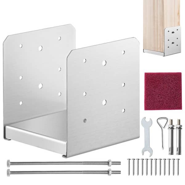 6 x 6 in. Post Base, 1-Pieces Stainless Steel Adjustable Post Anchor Bracket (Internal 5.9 x 5.5 in.) 2025 Update