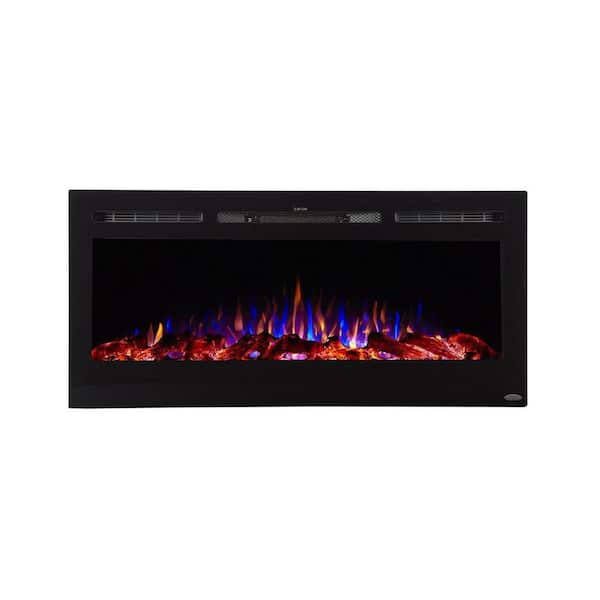 Sideline 45 in. Wall Mount or Recessed Smart Electric Fireplace in Black with LED Flame