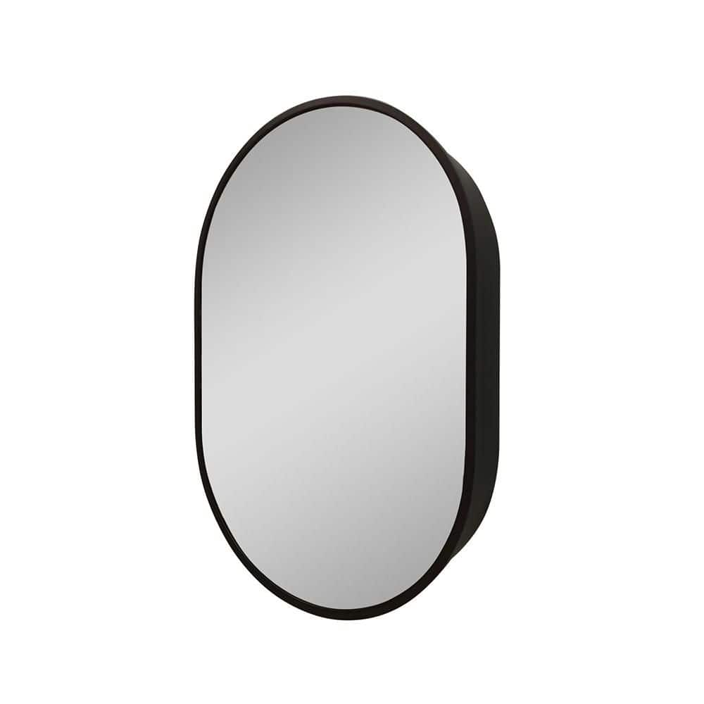 Black 21 in W x 31 in. H Modern Oval Aluminium Framed Mirror Wall Mirror Va