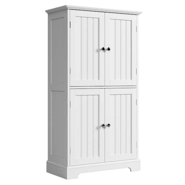 23.6 in. W x 11.8 in. D x 43.3 in. H White Modern Bathroom Storage Cabinet with 4 Doors and Adjustable Shelves