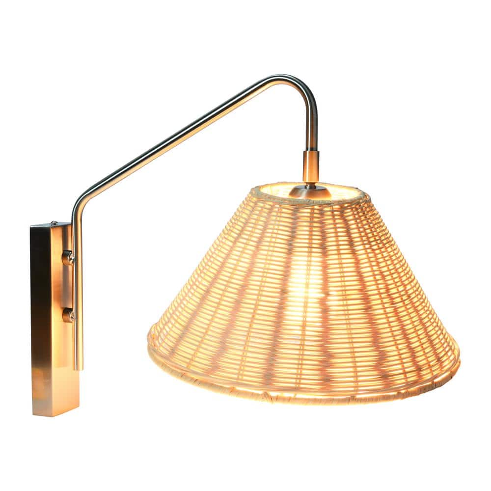 Coastal Nickel Wall Sconce with Natural Rattan Shade