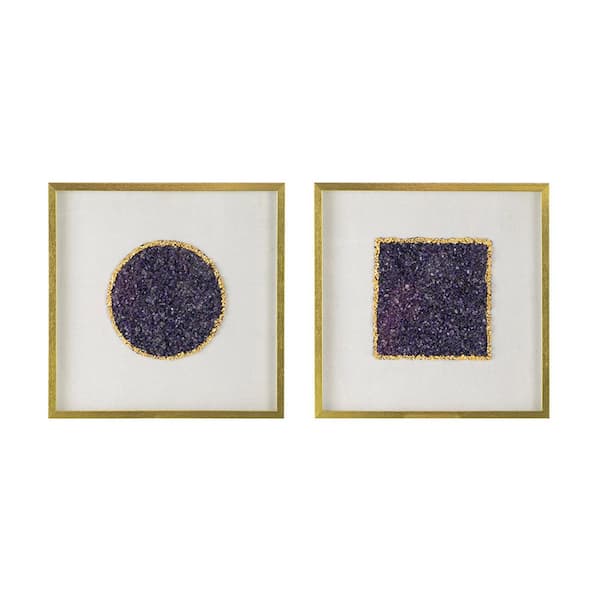 Miscool Avex 2-Piece Framed Art Print 23.6 in. x 23.6 in. Lillian Purple Crystal Shadow Boxes Wall Decor