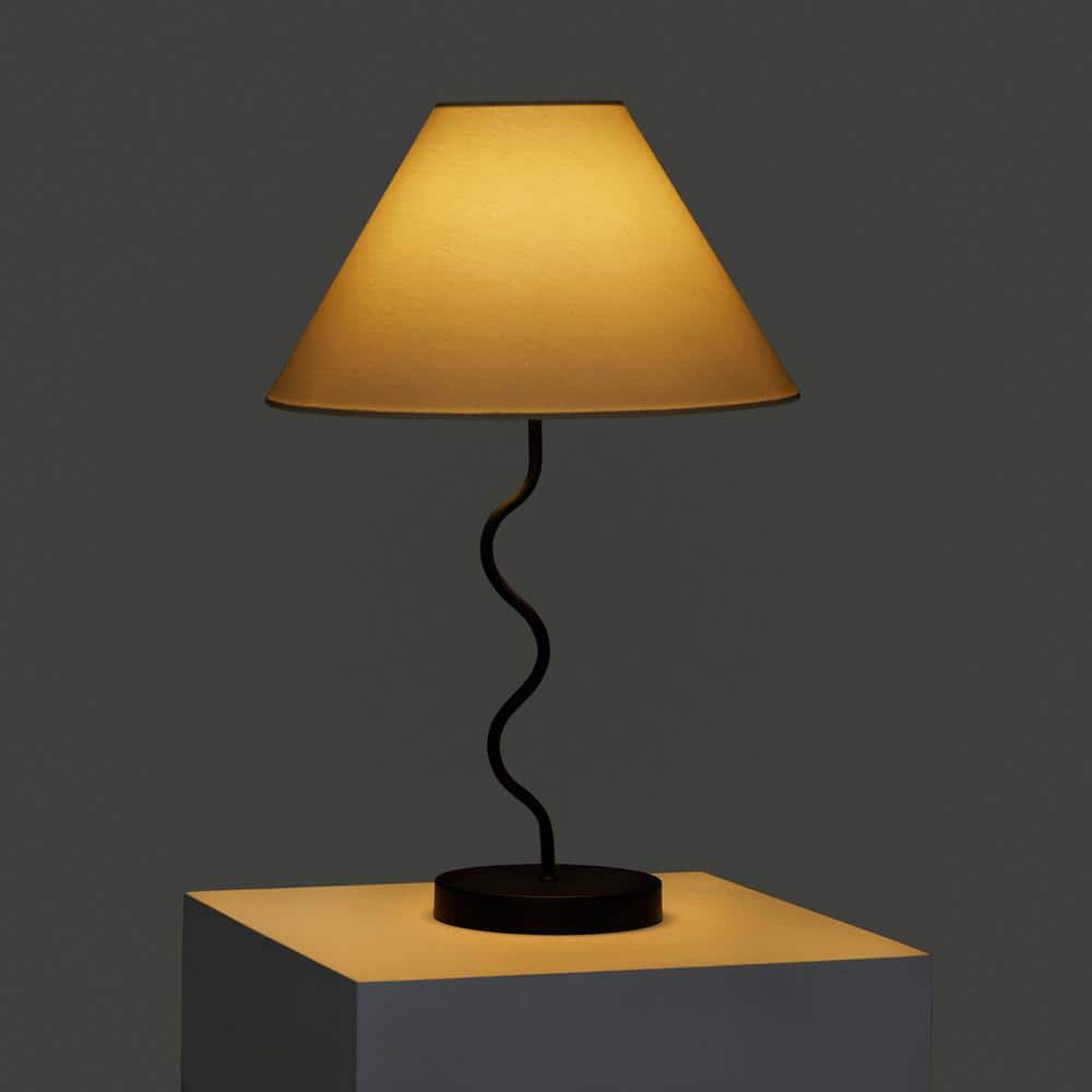 Squiggle 22" Black LED Table Lamp with Ivory Shade