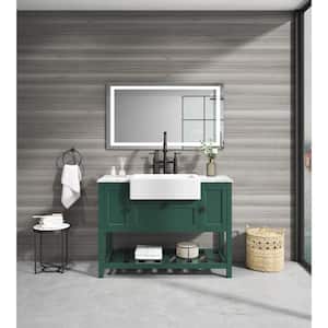 48 in. W x 20 in. D x 33.6 in. H Solid Wood Bath Vanity Cabinet without Top in Green w/ Drawers & Open Shelf for Storage