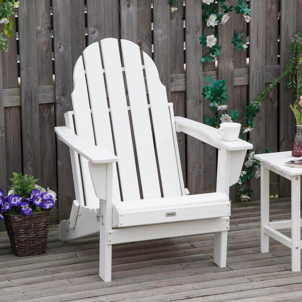 Hot Selling Outdoor White Folding Adirondack Chair (1-Pack), Outside Garden