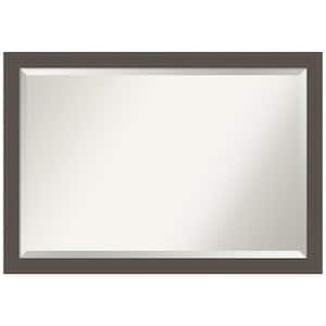 Medium Rectangle Brushed Pewter Beveled Glass Casual Mirror (27.5 in. H x 39.5 in. W)