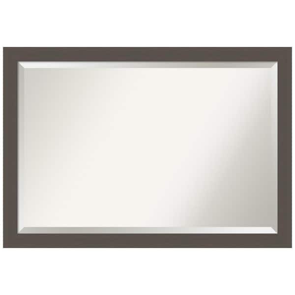 Amanti Art Medium Rectangle Brushed Pewter Beveled Glass Casual Mirror (27.5 in. H x 39.5 in. W)