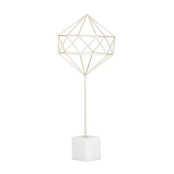 CosmoLiving by Cosmopolitan Gold Marble Geometric Sculpture with Marble Base