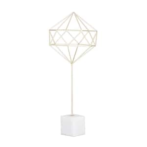 Gold Marble Geometric Sculpture with Marble Base