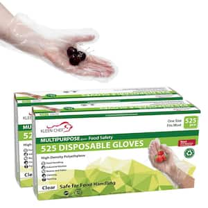1 Size Fits Most, Disposable Food Handling Long Cuff Poly Gloves (525/Box, 2-Pack)