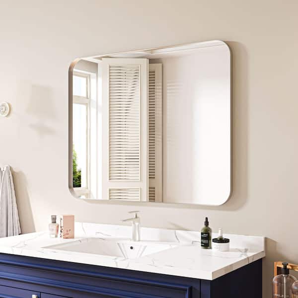 40 in. W x 36 in. H Rectangular Aluminum Framed Wall Bathroom Vanity Mirror in Silver