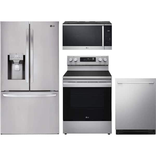 28 cu. ft. Standard Depth Refrigerator with 5 Element Electric Range and Dishwasher with FlushFit Design