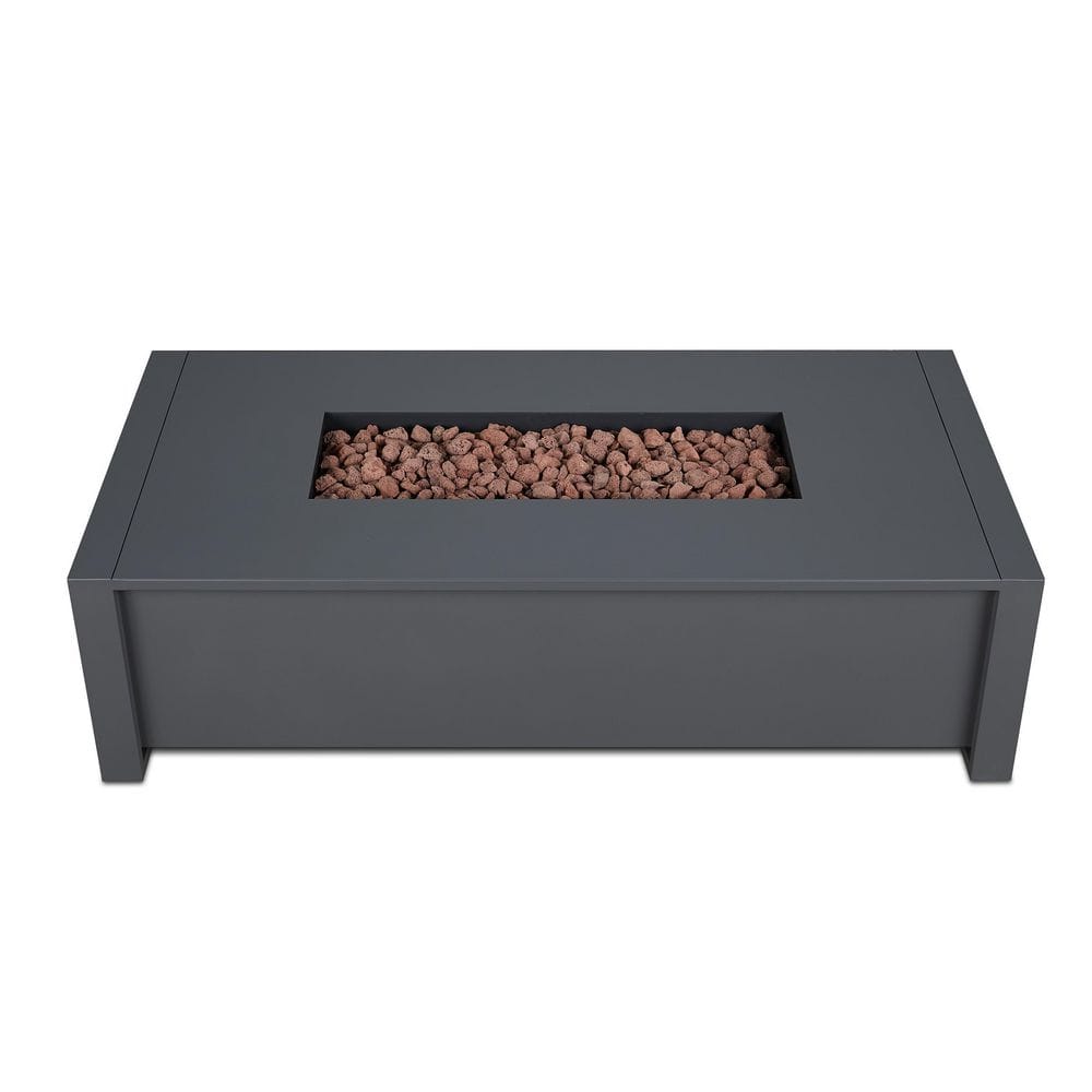 Sleek Gray 52" Aluminum Gas Fire Pit Table with Adjustable Flame