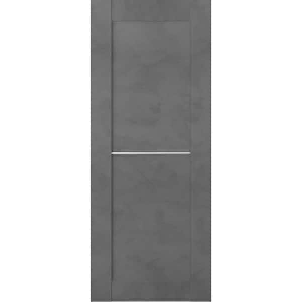 Belldinni Vona 07 1H 24 in. W x 80 in. H x 1-3/4 in. D 1-Panel Solid Core Dark Urban Prefinished Wood Interior Door Slab