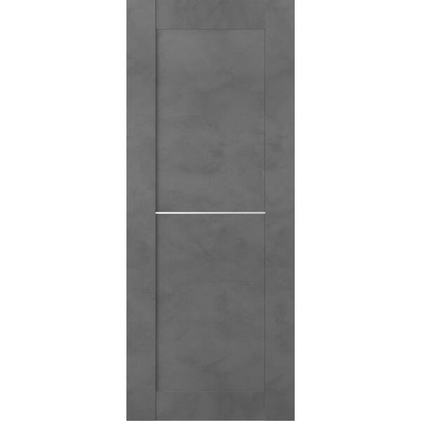 Belldinni Vona 07 1H 36 in. W x 80 in. H x 1-3/4 in. D 1-Panel Solid Core Dark Urban Prefinished Wood Interior Door Slab