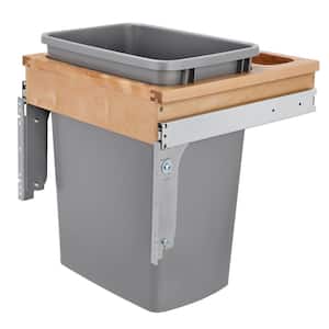 Silver Pull Out Top Mount Trash Can 35 Quart