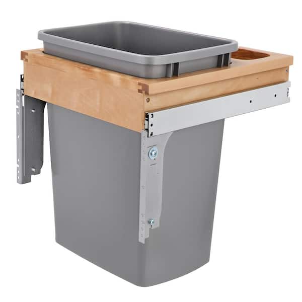 Rev-A-Shelf Silver Pull Out Top Mount Trash Can 35 Quart
