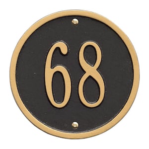 Round Petite Black/Gold Wall 1-Line Address Plaque