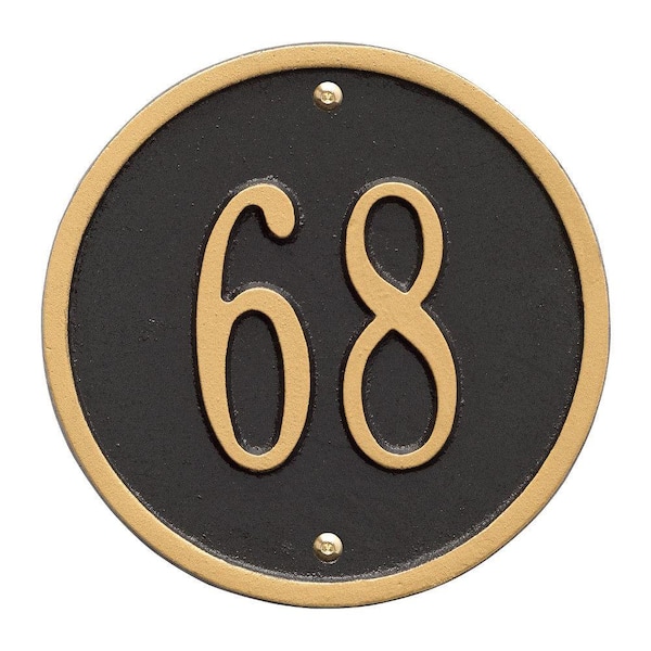 Whitehall Products Round Petite Black/Gold Wall 1-Line Address Plaque
