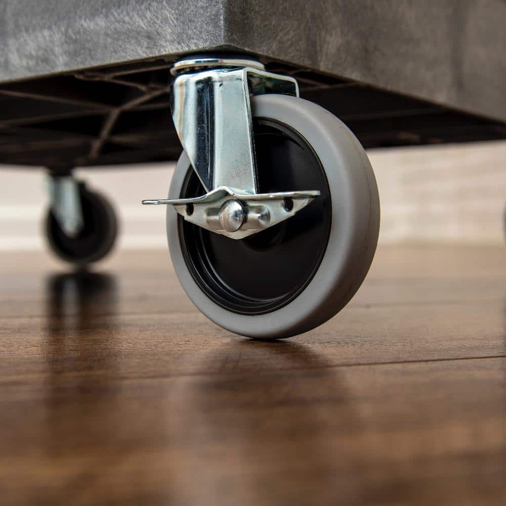 Black Heavy-Duty Two-Shelf Utility Cart with Casters