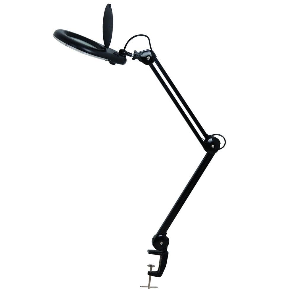 Alera 36-in Adjustable Magnifying Black Clip Desk Lamp with Metal