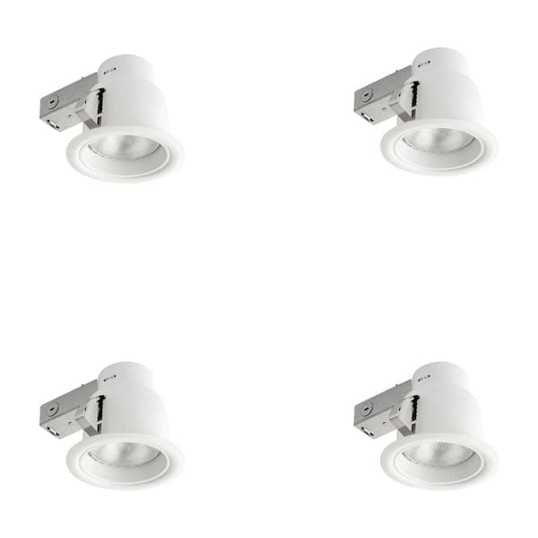Globe Electric 5 in. White Recessed Outdoor Regressed Baffle Lighting Kit with Flood-Light (4-Pack)