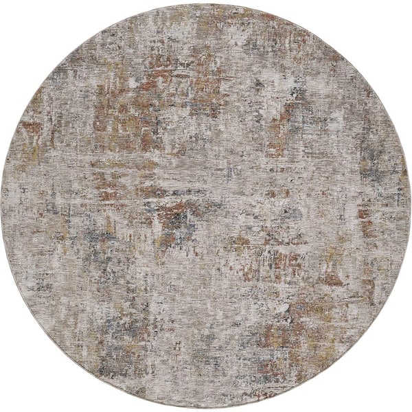 MILLERTON HOME Ivy Rust 8 ft. Round Distressed Contemporary Area Rug