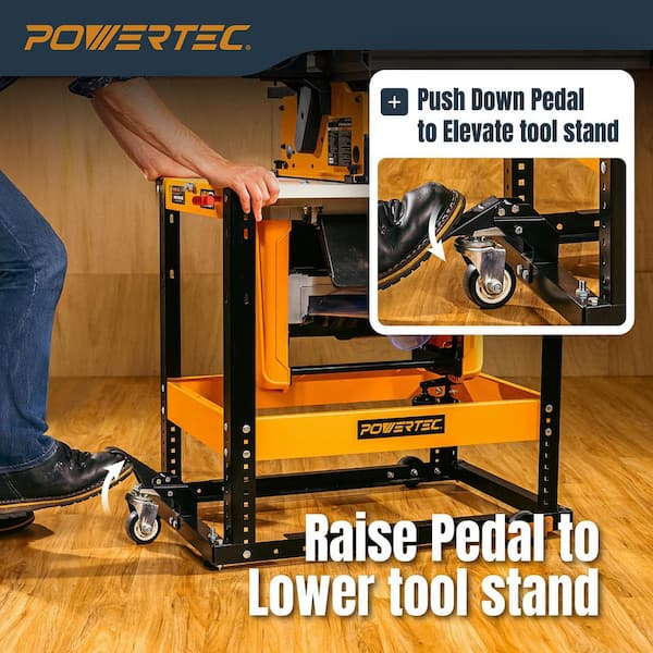 POWERTEC 25 in. x 20-1/2 in. Universal Stand with Flip Top Caster