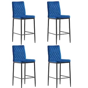 TD Garden Metal Outdoor Dining Chair with Blue Cushions (4-Pack)