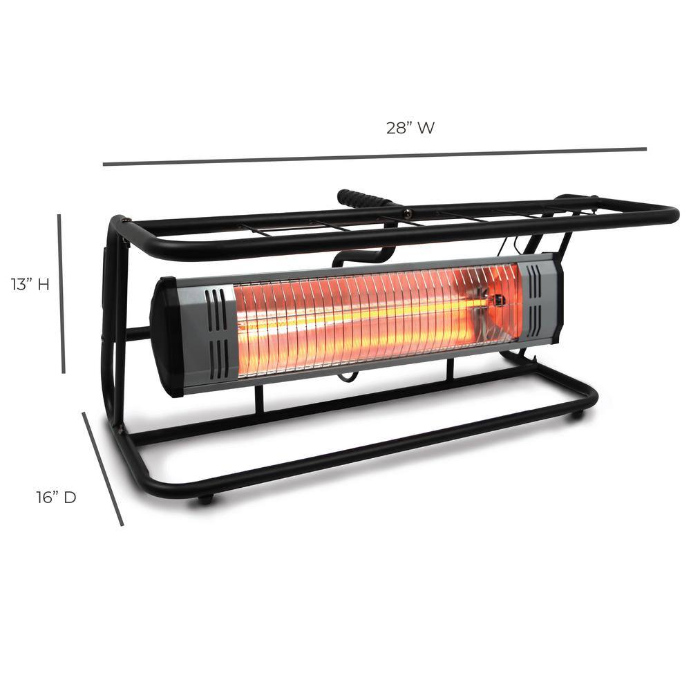 Black Infrared Electric Heater with Roll Cage