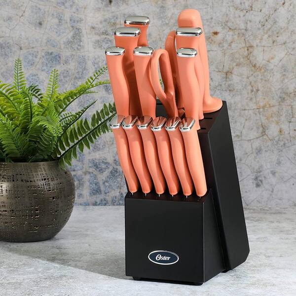 Oster Langmore 15 Piece Stainless Steel Blade Cutlery Set in Coral