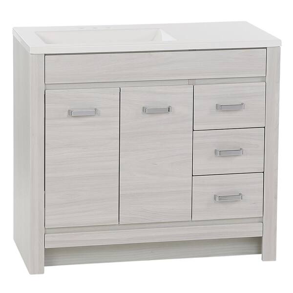 Home Decorators Collection Moorside 36 in. W x 19 in. D x 34 in. H Single Sink  Bath Vanity in Sweet Maple with White Engineered Stone Top Moorside 36SM -  The Home Depot